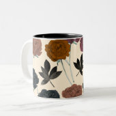 Waterverf Vette Herfst Bloemen Tweekleurige Koffiemok (Voorkant links)