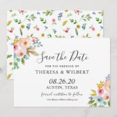 Waterverf Vibrant Floral Wedding Save the Date Kaart (Voorkant / Achterkant)