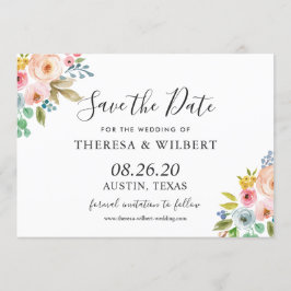 Waterverf Vibrant Floral Wedding Save the Date Kaart