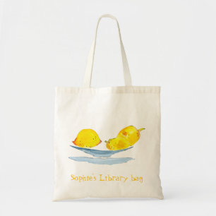 Waterverf Vibrant Lemons Bibliotheeknaam Tote Bag