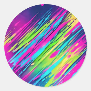 Waterverf Vibrant Neon Ronde Sticker