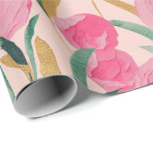 Waterverf Vibrant Painted Pink Spring Flowers Cadeaupapier (Rol Hoek)