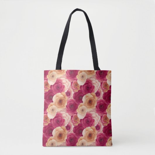 Waterverf Vibrant Painted Pink Spring Flowers Tote Bag (Voorkant)