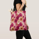 Waterverf Vibrant Painted Pink Spring Flowers Tote Bag (Dichtbij)