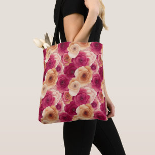 Waterverf Vibrant Painted Pink Spring Flowers Tote Bag