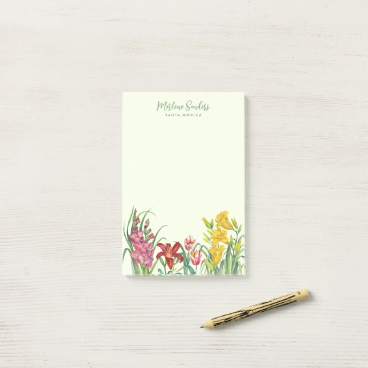 Waterverf Vibrant Spring Flowers Dry Erase Board Post-it® Notes (Op bureau)