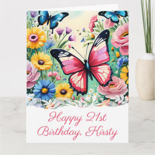 Waterverf Vibrant Spring Flowers Verjaardag Kaart