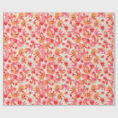 Waterverf vibrerend patroon van rode en Oranje blo Cadeaupapier (Vlak)