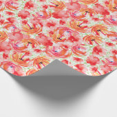 Waterverf vibrerend patroon van rode en Oranje blo Cadeaupapier (Hoek)