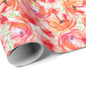 Waterverf vibrerend patroon van rode en Oranje blo Cadeaupapier (Rol Hoek)