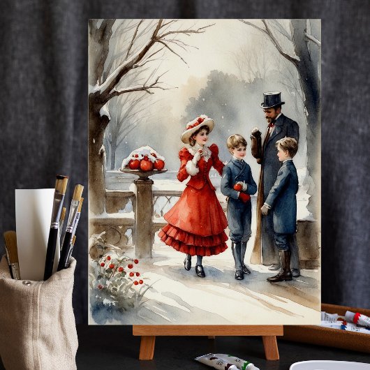 Waterverf Victoriaans begin 1900 Canvas Art Afdruk