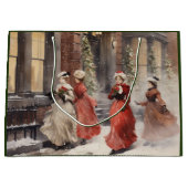 Waterverf Victoriaans Dames Kerstcadeau Tas Groot Cadeauzakje (Voorkant)