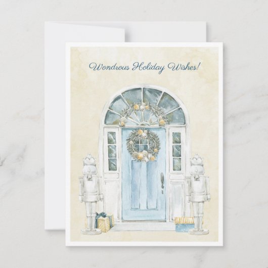 Waterverf Victoriaans deur Feestdagenkaart (Voorkant)