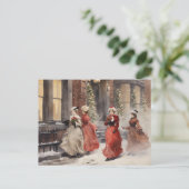 Waterverf Victoriaans kerst Victoriaans dames Feestdagenkaart (Staand voorkant)