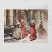 Waterverf Victoriaans kerst Victoriaans dames Feestdagenkaart (Voorkant)