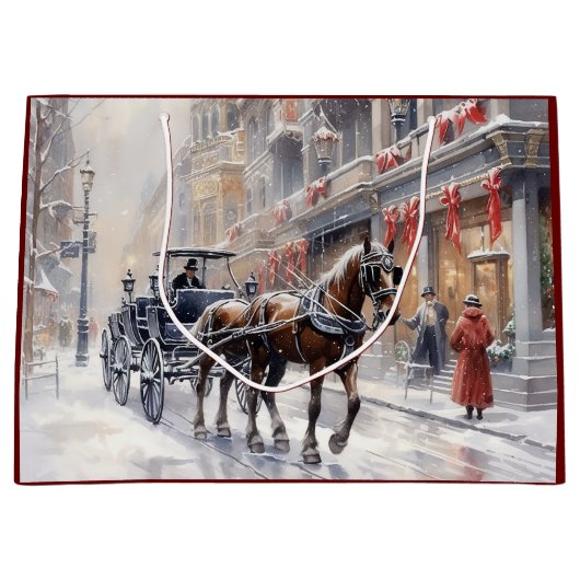 Waterverf Victoriaans kerstvakantie Groot Cadeauzakje (Voorkant)