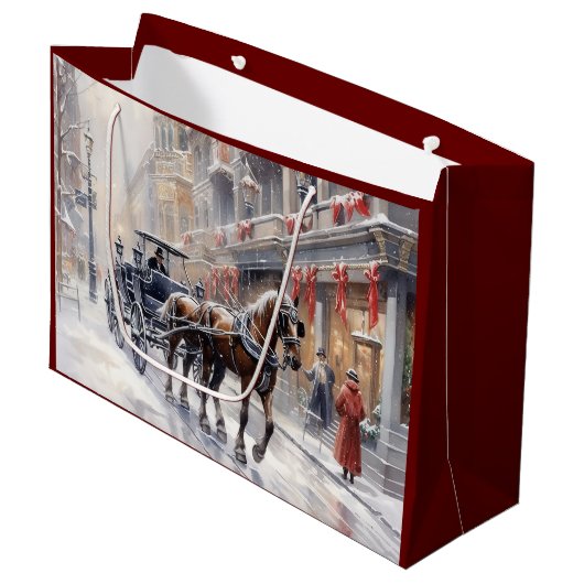 Waterverf Victoriaans kerstvakantie Groot Cadeauzakje (Voorkant Gekanteld)