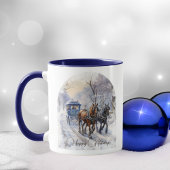 Waterverf Victoriaans Prettige feestdagen Scène Mok