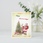 Waterverf Victoriaans Santa Happy Ho-ho-ho-holiday Feestdagenkaart (Staand voorkant)