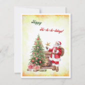 Waterverf Victoriaans Santa Happy Ho-ho-ho-holiday Feestdagenkaart (Voorkant)