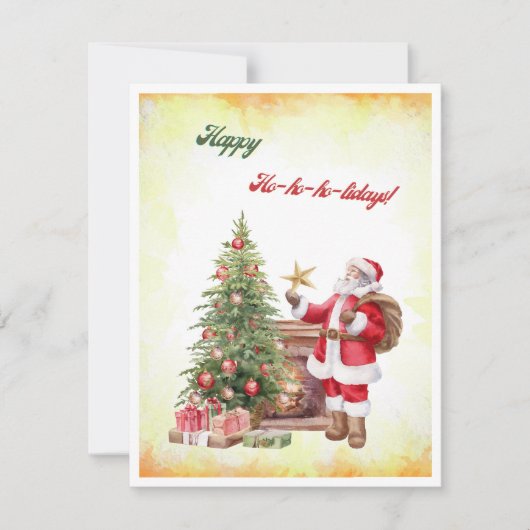 Waterverf Victoriaans Santa Happy Ho-ho-ho-holiday Feestdagenkaart (Voorkant)