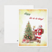 Waterverf Victoriaans Santa Happy Ho-ho-ho-holiday Feestdagenkaart (Voorkant / Achterkant)