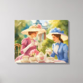 Waterverf Victoriaans Tea Party Schilderij Canvas Afdruk (Voorkant)