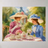 Waterverf Victoriaans Tea Party Schilderij Poster (Voorkant)