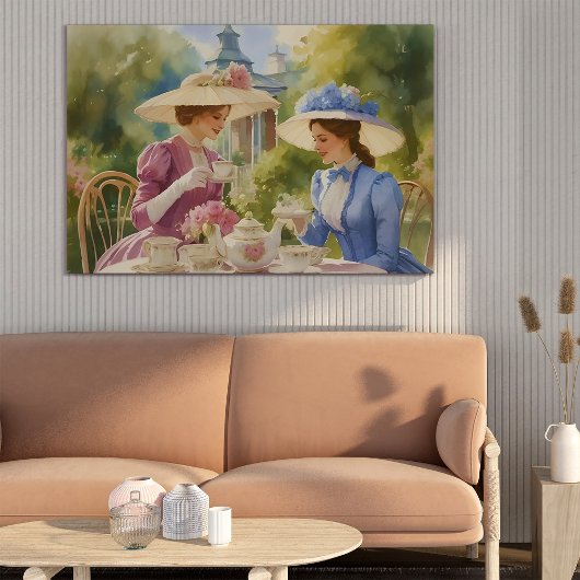 Waterverf Victoriaans Tea Party Schilderij Poster