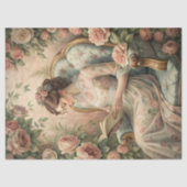 Waterverf Victoriaans vrouw die een boek leest Tissuepapier (Voorkant)