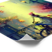 Waterverf Victoriaans vrouw en fiets Poster (Hoek)