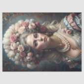 Waterverf  Victoriaans vrouw Lady Pink Roses Tissuepapier (Voorkant)