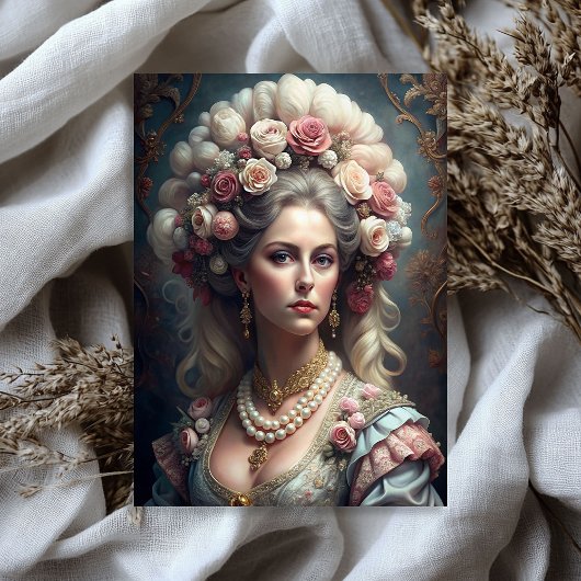 Waterverf  Victoriaans vrouw Lady Pink Roses Tissuepapier