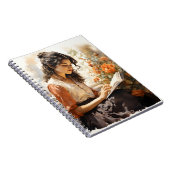 Waterverf Victoriaans vrouw lezen van een boek Notitieboek (Rechterzijde)