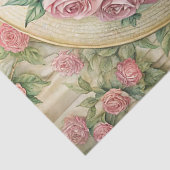 Waterverf  Victoriaans vrouw met roze rozen Tissuepapier (Detail)