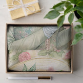 Waterverf  Victoriaans vrouw met roze rozen Tissuepapier (Geschenk)