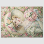 Waterverf  Victoriaans vrouw met roze rozen Tissuepapier (Voorkant)