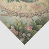 Waterverf  Victoriaans vrouw met roze rozen Tissuepapier (Detail)