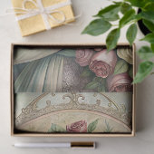Waterverf  Victoriaans vrouw met roze rozen Tissuepapier (Geschenk)