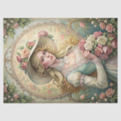 Waterverf  Victoriaans vrouw met roze rozen Tissuepapier (Voorkant)