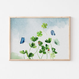 Waterverf Vier Blad Klaver Art Print