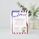 Waterverf Vierde van juli Partij Briefkaart (Staand voorkant)