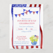 Waterverf Vierde van juli Partij Briefkaart (Voorkant)
