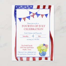 Waterverf Vierde van juli Partij Briefkaart