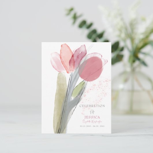 Waterverf viering van het roze leven briefkaart (Staand voorkant)