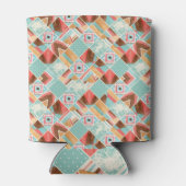 Waterverf vierkante, patchwork geometrische achter blikjeskoeler (Achterkant)