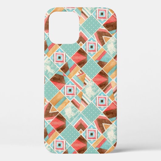 Waterverf vierkante, patchwork geometrische achter Case-Mate iPhone case (Achterkant)