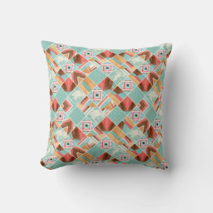 Waterverf vierkante, patchwork geometrische achter kussen