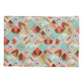 Waterverf vierkante, patchwork geometrische achter kussensloop (Achterkant)