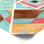 Waterverf vierkante, patchwork geometrische achter poster (Hoek)